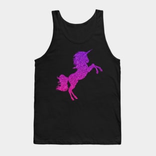 Bright Pink Purple Ombre Faux Glitter Unicorn Tank Top